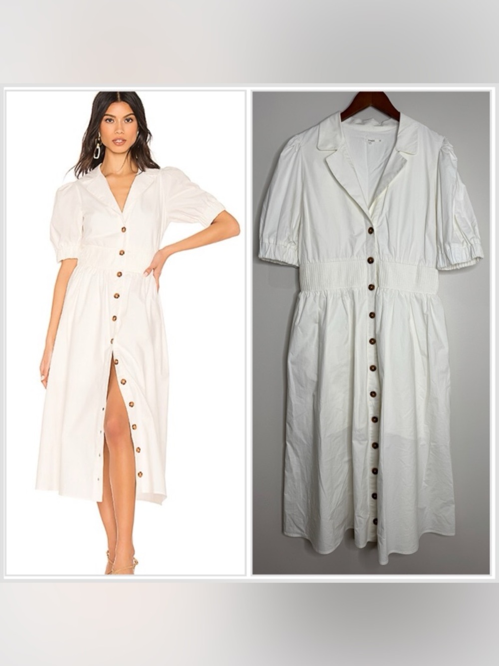 NWOT Tularosa White Brianna Midi Dress Puff Sleeve Button Front XL Bride Revolve